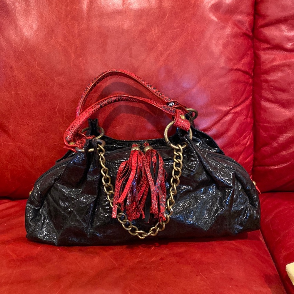 Black and red purse